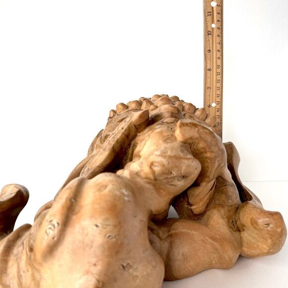 Lord Ganesha Sculpture Large Burled Wood Hand Carved Handmade Wall Hanging OOAK - Picture 9 of 10